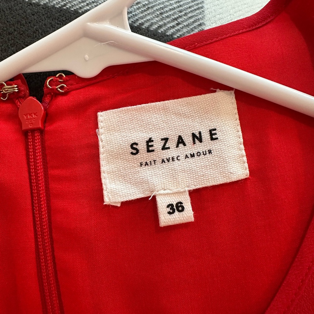 Sézane Elegant Red Long Sleeve Silk Victoire Dress (Size FR 36 | US 4) - Picture 12 of 15